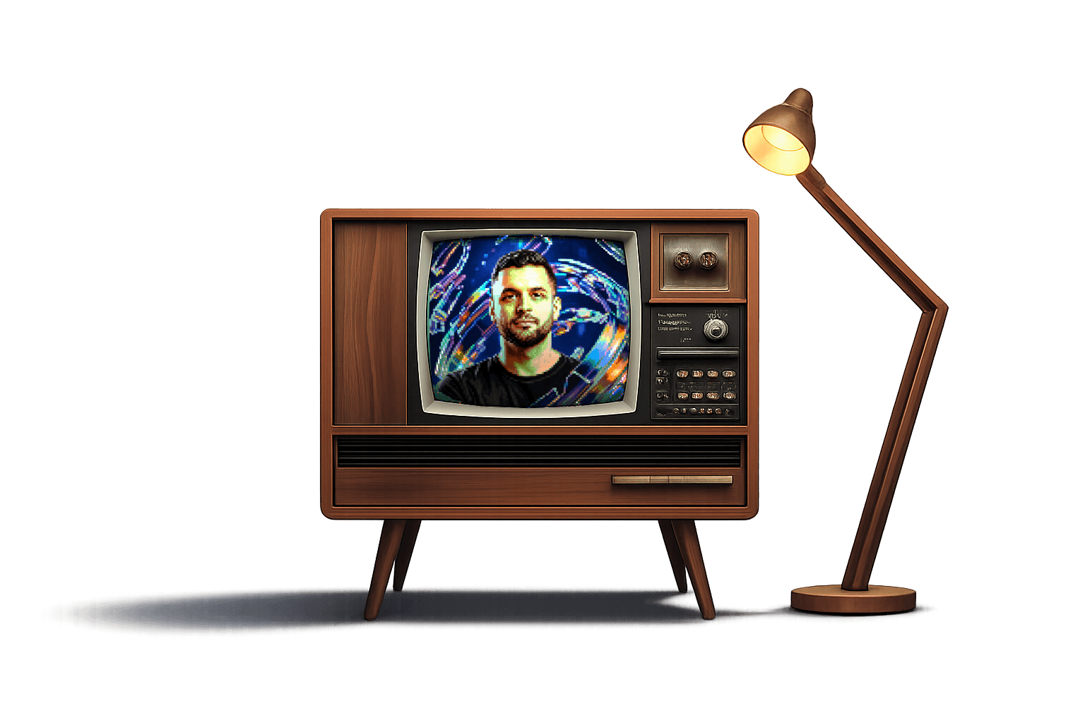 Ilustração de setup retrô representando a jornada profissional
